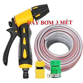 Mua ️ Bộ dây vòi xịt nước rửa xe  tưới cây   tăng áp 3 lần  loại 3m  5m 206319P cút sập nối vàng+ mở chai