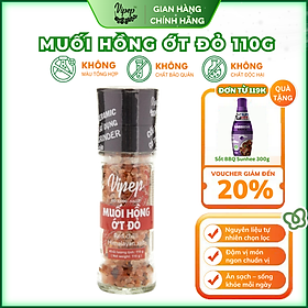 Muối Hồng Himalaya Ớt Đỏ Tự Nhiên Cối Xay Vipep Hũ Thủy Tinh 110g