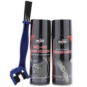 Hình ảnh Bộ Combo Dưỡng sên Thunder Chain Lube 400ml, Vệ sinh sên MC-40 400ml tặng bàn chải chà sên 3D