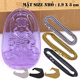 Mặt Phật Bất động minh vương pha lê tím 1.9cm x 3cm (size nhỏ) kèm vòng cổ dây chuyền inox rắn vàng + móc inox vàng, Phật bản mệnh, mặt dây chuyền
