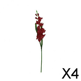 4xArtificial Simulation Gladiolus Flower Stem Wedding Home Decor Red