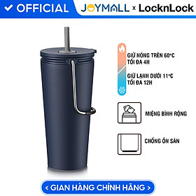 Mua Bình giữ nhiệt Lock&Lock Bucket Tumbler Nắp đậy có ống hút - Màu xanh navy LHC4268NVY 540ml - Hàng chính hãng thép không gỉ quai xách tiện lợi - JoyMall