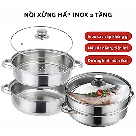 Mua Nồi Hấp 2 Tầng Inox Cao Cấp Size 28cm