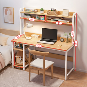Mua Bàn gỗ chân sắt sơn tĩnh điện tích hợp kệ sách nhiều tầng  bàn học chân trắng mặt gỗ sáng sang trọng hiện đại