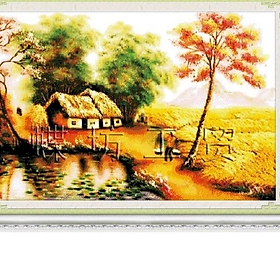 Mua tranh thêu chữ thập cánh đồng lúa chín vàng 222186 (chưa thêu)