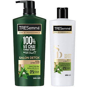 Combo Dầu Gội 640g Và Dầu Xả 340g Tresemmé Salon Detox Gừng Và Trà Xanh Detox Tóc Chắc Khỏe