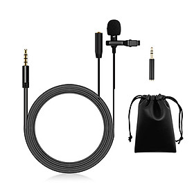 Lavalier Microphone Lapel Clip-on Condenser Mini Mic 3.5mm TRRS Plug for Video Music Interview Recording with Type-C