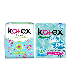 Combo BVS Kotex hằng ngày kháng khuẩn + Thảo dược Cool siêu mỏng cánh
