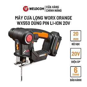 Máy Cưa Lọng WORX ORANGE WX550 Có Bọc Cao Su Cách Điện Tiết Kiệm Năng Lượng Sử Dụng Pin Li-ion 20V