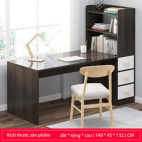 Bàn Làm Việc Gỗ Kèm Kệ Sách Tại Nhà Cao Cấp 1m4