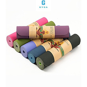 Thảm tập gym yoga chống trơn trượt TPE cao su 2 lớp 6mm tấm miếng đệm nót tập thể dục tại nhà
