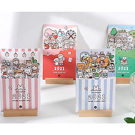 Lịch gỗ để bàn 2021 Cô Bé Gấu Thỏ - 25x14cm