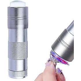 Đèn Chữa Móng Tay, UV Cầm Tay Có Đầu Đệm Silicon Jelly, Dành Cho Nghệ Thuật Làm Móng, Nhanh Chóng Tại Nhà Và Tiệm, Màu Bạc.