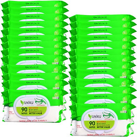 Combo 26 Gói Khăn Ướt Yuniku Không Hương  (90 Tờ x 26) - Xanh Lá