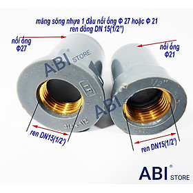 Mua Măng sông ren trong đồng 21 và 27-21( nối thẳng nhựa ren đồng  nối nhựa răng trong)