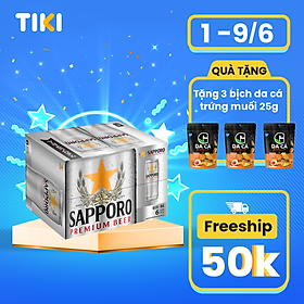 Thùng Bia Sapporo Premium - 6 lon 650ml
