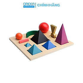 Đồ chơi trẻ em Oreka Montessori Hộp các ký hiệu Ngữ pháp: 10 Khối gỗ 3D và Khay - 0440120