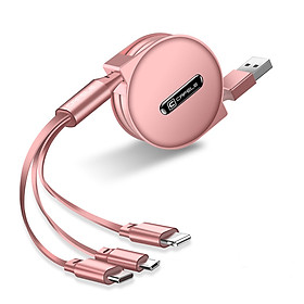Dây cáp sạc đa năng Cafele 3 in 1 Type-C, 2 Lighning, Micro USB, cho iPhone/ iPad, Smartphone & Tablet Android (1.2M, Fast charge 3 in 1 Cable)- Hàng nhập khẩu