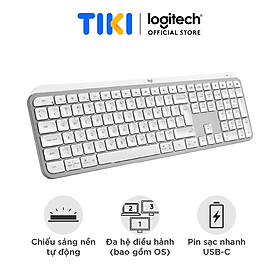 Bàn phím không dây Logitech MX Keys S - Low Profile yên tĩnh, Đèn nền, Bluetooth, Sạc USB-C - Hàng chính hãng