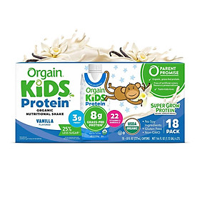 [Date 05/26 ] Thùng 18 Hộp Sữa nước Protein hữu cơ Orgain Kids Protein Vị Vani 237ml x 18