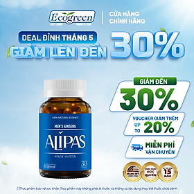 [Hộp 30v] Viên Uống Hỗ Trợ Sinh Lý Nam ALIPAS Ecogreen Tăng Cường Testosterone, Chứa Tinh Chất Hàu