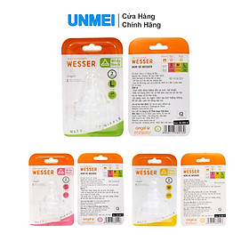 Núm ty silicone Wesser cổ rộng siêu mềm size S/M/L