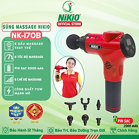 Súng (Máy) Massage Cầm Tay Nikio NK-170B - 6 Đầu Matxa, 5 Chế Độ, 6 Tốc Độ Mát Xa, Pin Sạc Không Dây 2000mAh - Hỗ Trợ Giảm Đau Nhức Và Giãn Cơ Toàn Thân, Công Nghệ Bộ Gõ Thế Hệ Mới