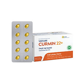 Vietlife Curmin 22+ - Nano nghệ (30 viên) - Sản phẩm chuyên biệt dành cho Loét dạ dày, trào ngược dạ dày thực quản, đau dạ dày - Bào chế công nghệ Nano Xanh thế hệ 3 - Vietlife Nano