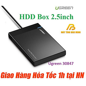 Vỏ Hộp đựng ổ cứng 2,5 inch USB 3.0 vỏ nhựa ABS cao cấp (dây liền) UGREEN US221 30847- Chính hãng