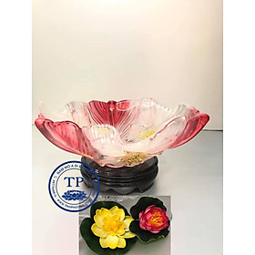 Mua Bát Thả cánh Hoa cúng thần tài  trang trí góc phong thuỷ (tặng kèm đế gỗ và 2 hoa thả mẫu nhiên) TM121157