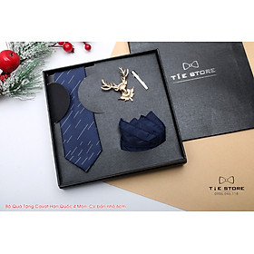 Cavat Bộ Cao Cấp Hàn Quốc 4 món Phụ Kiện - Full box kèm túi xách, xanh họa tiết