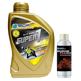 Combo Dầu Nhớt Xe Tay Ga Cao Cấp 10W40 SL 0.8L Thái Lan + Tặng Phụ Gia Làm Sạch Động Cơ Xe Máy BCP Engine Flush 100ml