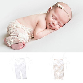 Baby Infant Lace Flower Bonnet Hat Cap Romper Jumpsuit Bodysuit Photo Prop Outfit