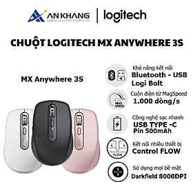 Chuột Logitech MX Anywhere 3S Kết nối không dây Bluetooth, Yên lặng Quiet Click, 8000 DPI - Hàng Chính Hãng - Bảo Hành 12 Tháng