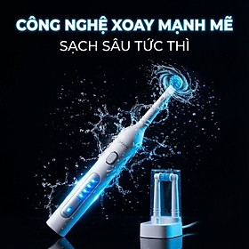 Bàn chải điện đầu xoay tròn Kachi MK361 kèm đế sạc không dây và 2 đầu bàn chải