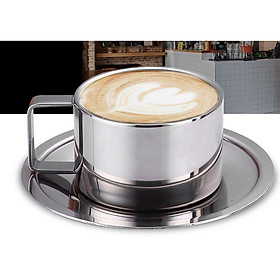 Hình ảnh Coffee Cup Set Double Walled Insulated Coffee Mug Milk Cup Saucer Spoon S