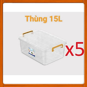 Bộ combo 5 Thùng Nhựa Trong 15L