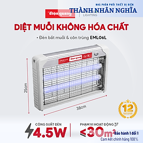 Mua Đèn bắt muỗi Điện Quang ĐQ EML06L ( 380x65x250mm ) - Công suất 4.5w  Phạm vi sử dụng 30m2