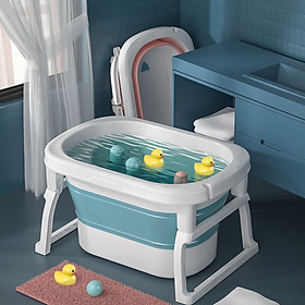 Thau tắm, bồn tắm, chậu tắm cho bé gấp gọn từ 0-10 tuổi, có 2 nấc, có rãnh cắm vòi sen tiện lợi cho bé (loại lớn dày)