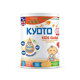 Sữa bột dinh dưỡng Kyoto KIDS GOLD Bổ sung sữa non giàu kháng thể giúp trẻ ăn dặm trong những tháng đầu đời NUTRI PLUS 0-12 tháng- 900G