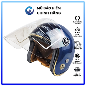 Mũ Bảo Hiểm 3/4 Blue Sea - BL34A100K - Có Kính dài Thời trang - Lót tháo rời - Freesize - Hàng chính hãng