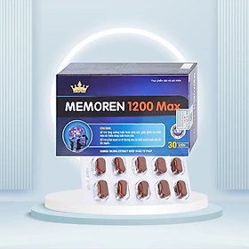 Viên uống Memoren 1200 Max Kingphar, hộp 30v, tăng tuần hoàn não, giảm đau đầu, cổ vai, gáy