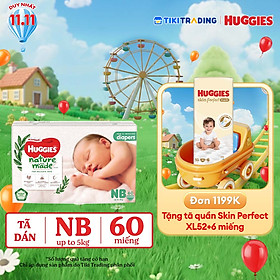 Tã Dán Siêu Cao Cấp Huggies Platinum Naturemade NB60 (60 Miếng)