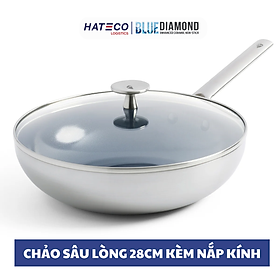 Mua Chảo sâu lòng chống dính thép không gỉ phủ tinh thể kim cương cao cấp Blue Diamond 28cm có nắp kính