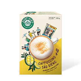 Cà Phê Cappuccino Sầu Riêng Just Viet - Đúng Điệu Gu Việt - Sánh Đậm Tự Nhiên - Hộp 10 gói x 17g