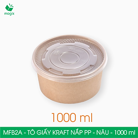 MFB2A - 1000ml - 25 Tô giấy kraft nâu nắp PP - Bát giấy đựng thực phẩm