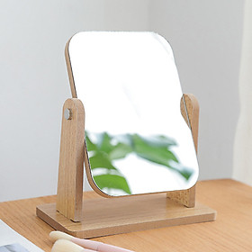 Gương trang điểm để bàn decor mini 13x18cm, xoay 360 độ, chất liệu gỗ ép thân thiện, sang trọng
