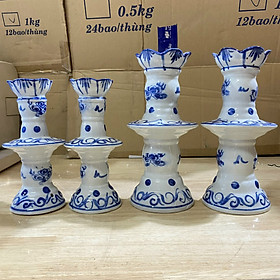 Mua Cặp chân đèn sứ Bát Tràng 2 cỡ: Cao 21cm và 17cm