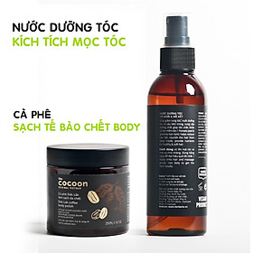 Combo Cà phê Đắk lắk làm sạch da chết 200ml + Nước dưỡng tóc Vỏ Bưởi và Bồ Kết Herbario 100ml kích thích mọc tóc, giảm rụng tóc