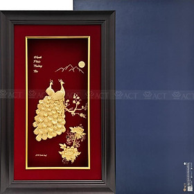 Mua TRANH ĐÔI CHIM CÔNG VÀ HOA MẪU ĐƠN (40X65CM)